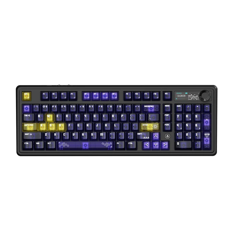 Ajazz AK980 V2 Pro RGB Tri-Mode Mechanical Keyboard (Transparent Yellow Purple Deep Purple) (Lichee Switch)