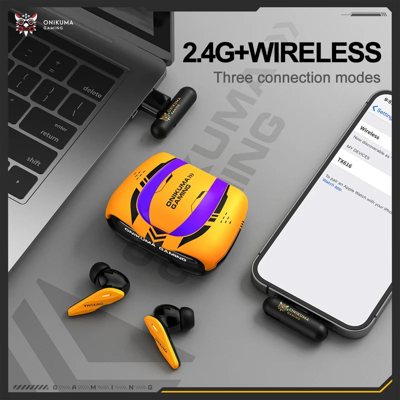Onikuma TX616 Dual-Microphone Noise Reduction Wireless Earphones (Yellow)