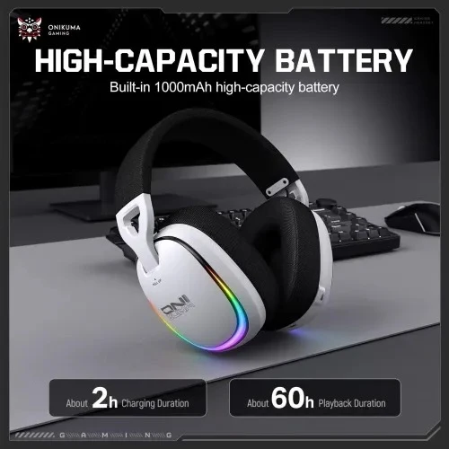 Onikuma GT805 4-Mode RGB Gaming Headset (Black, White)