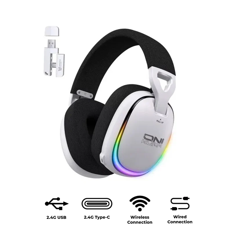 Onikuma GT805 4-Mode RGB Gaming Headset (Black, White)
