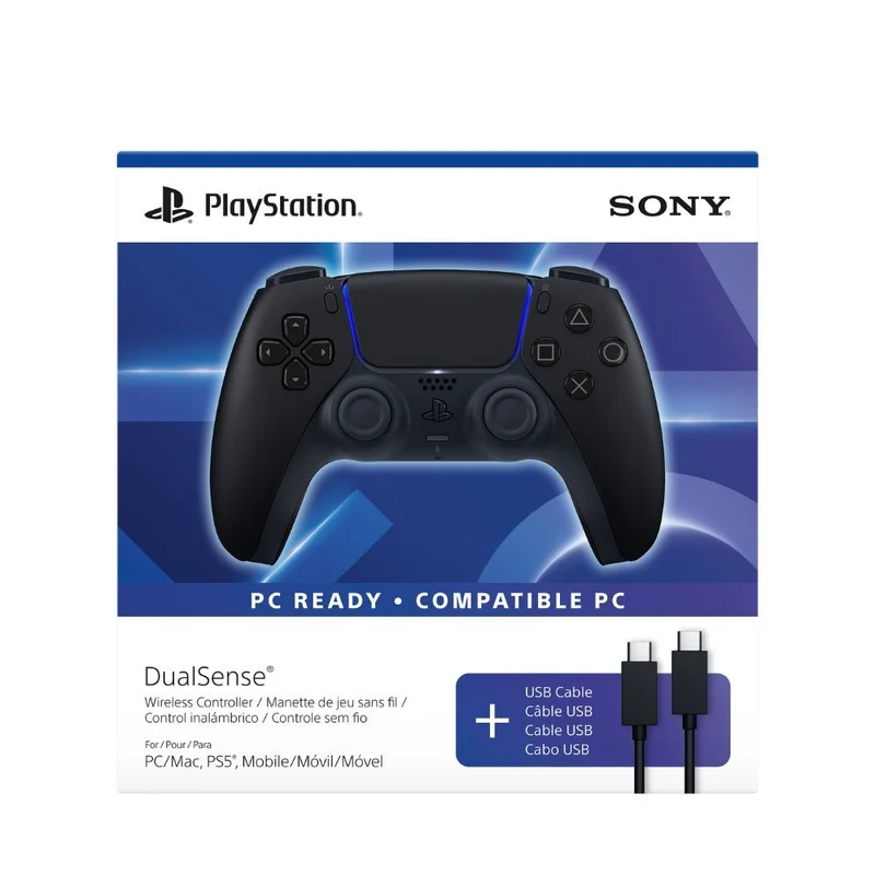PS5 DualSense Wireless Controller Midnight Black + USB Cable for PC (CFI-ZCT2G)