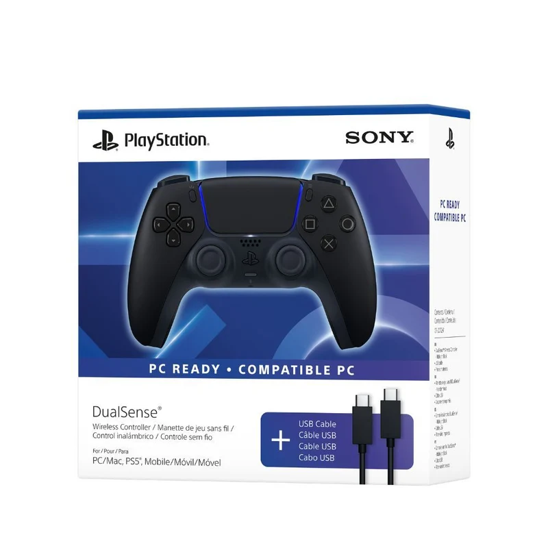 PS5 DualSense Wireless Controller Midnight Black + USB Cable for PC (CFI-ZCT2G)