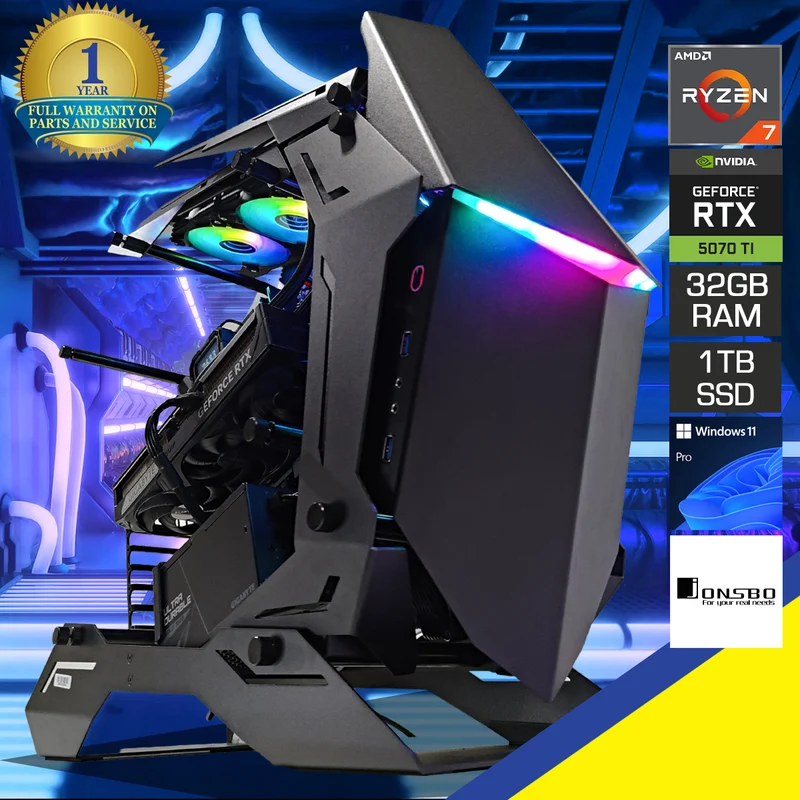 Ultra MOD-3 Black Desktop Gaming PC | AMD Ryzen 7 9800X3D | 32GB RAM | 1TB SSD | RTX 5070 Ti | Windows 11 Pro