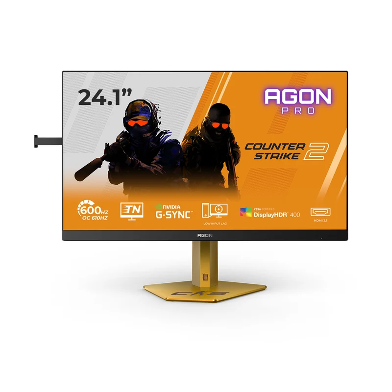 AOC Agon Pro CS24A/P 24.1" FHD (1920x1080) 610Hz 0.5ms GTG/0.3ms MPRT E-Sport TN Display Gaming Monitor With Tilt, Height, Pivot & Swivel Adjustment (Black/Gold)