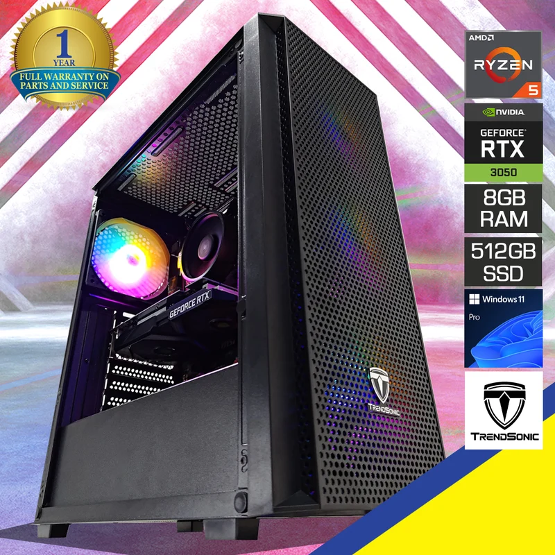 Alpha Breeze Black Desktop Gaming PC | AMD Ryzen 5 5600XT | 8GB RAM | 512GB SSD | RTX 3050 | Windows 11 Pro