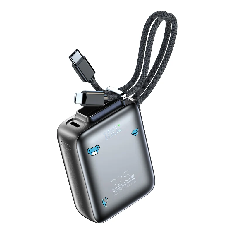 Vyvylabs SwiftPow Power Bank 10000mAh 22.5W with Dual Cable C+L (Black) (XG-D930-BK)