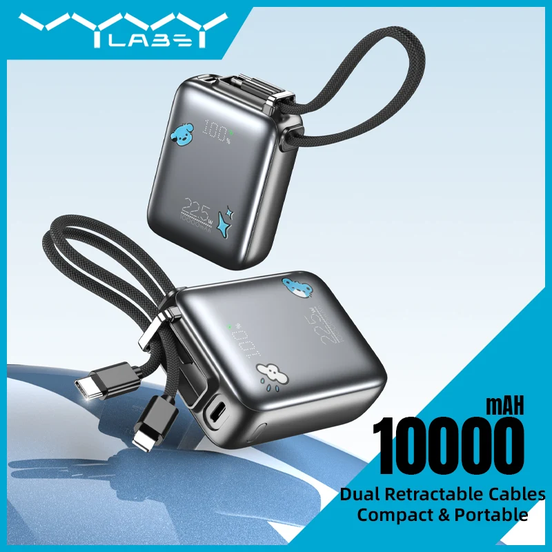 Vyvylabs SwiftPow Power Bank 10000mAh 22.5W with Dual Cable C+L (Black) (XG-D930-BK)