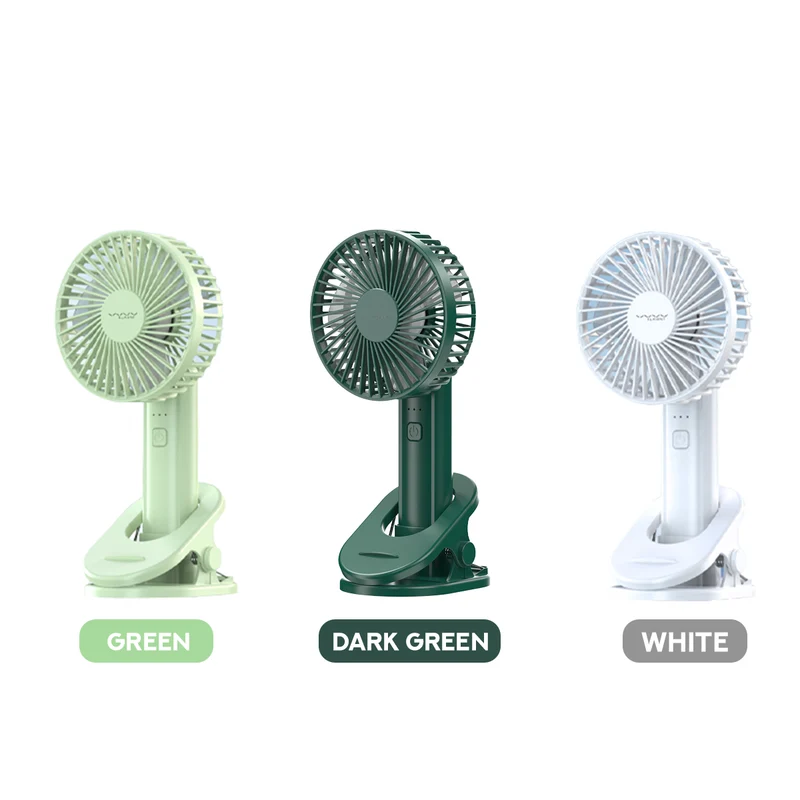 Vyvylabs D02 Handheld Foldable Clip Fan (Green, Dark Green, White) (VKD02-GN, VKD02-DGN, VKD02-WH)