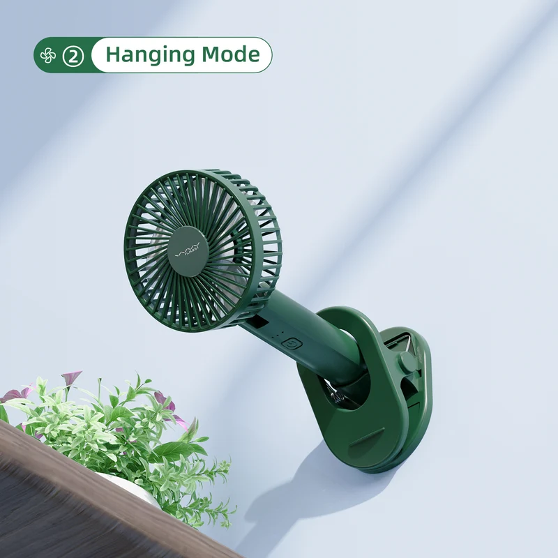 Vyvylabs D02 Handheld Foldable Clip Fan (Green, Dark Green, White) (VKD02-GN, VKD02-DGN, VKD02-WH)