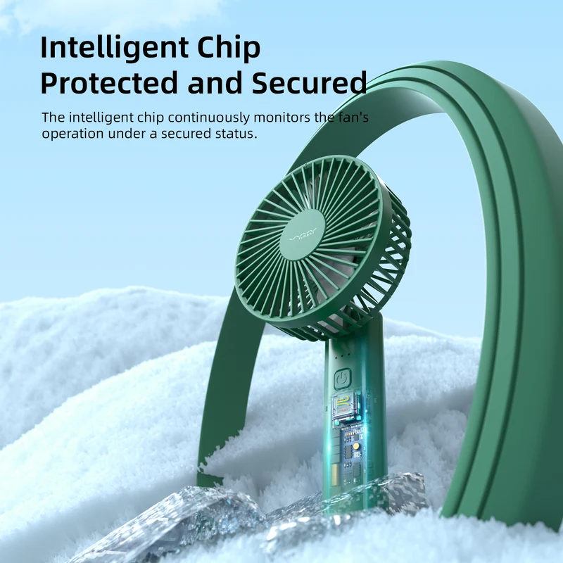 Vyvylabs D02 Handheld Foldable Clip Fan (Green, Dark Green, White) (VKD02-GN, VKD02-DGN, VKD02-WH)