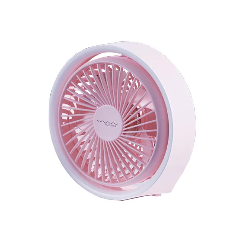 Vyvylabs D04 Mini Portable Desktop Fan with Led Light (White, Pink) (VKD04-WH, VKD04-PK)