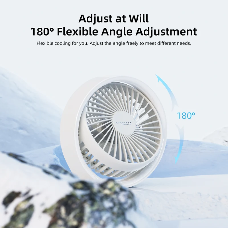 Vyvylabs D04 Mini Portable Desktop Fan with Led Light (White, Pink) (VKD04-WH, VKD04-PK)