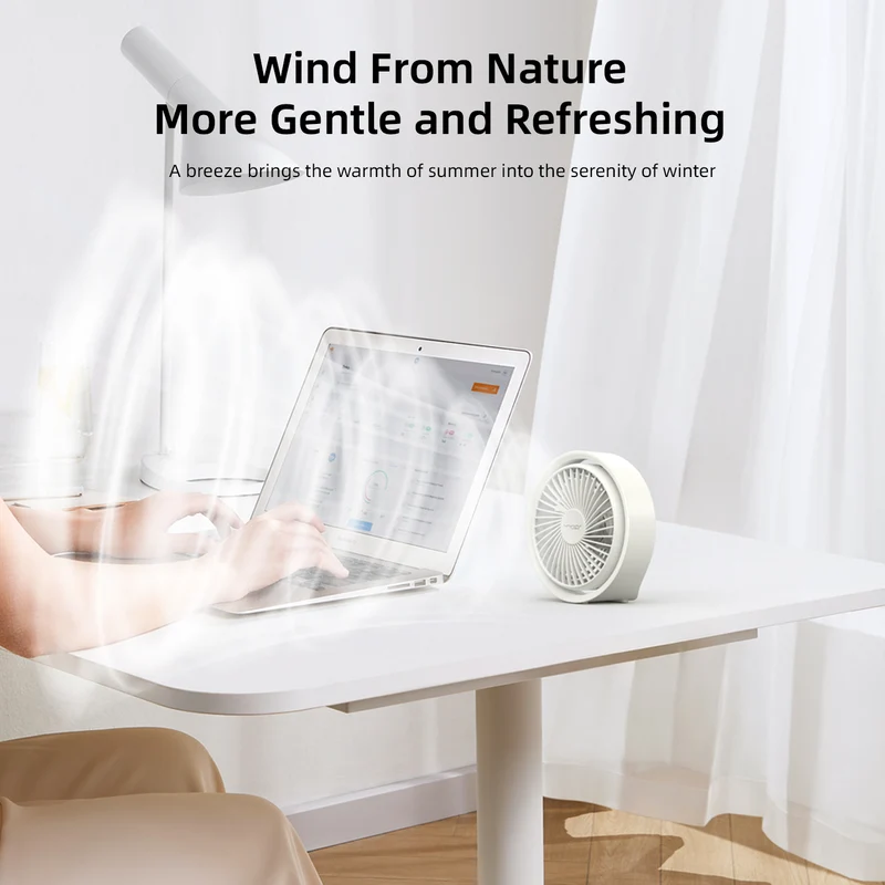 Vyvylabs D04 Mini Portable Desktop Fan with Led Light (White, Pink) (VKD04-WH, VKD04-PK)