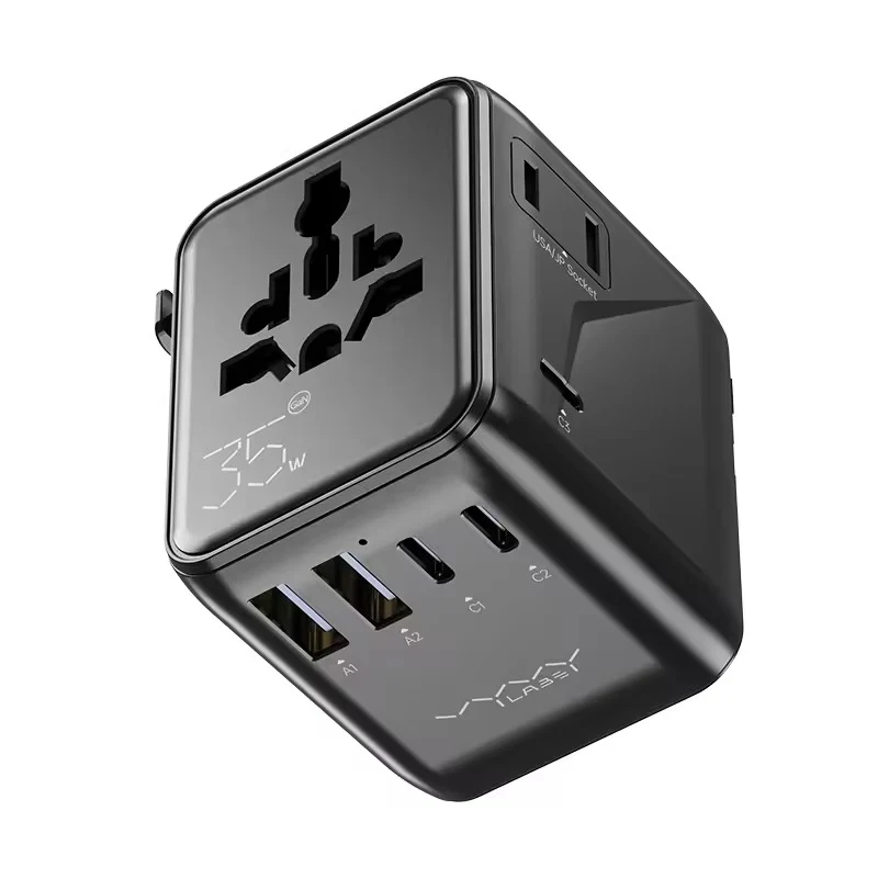 Vyvylabs Explorer Series GaN 5 Ports+AC Fast Charger Travel Adapter 35W 2A+3C (Black) (GAN35T-BK)