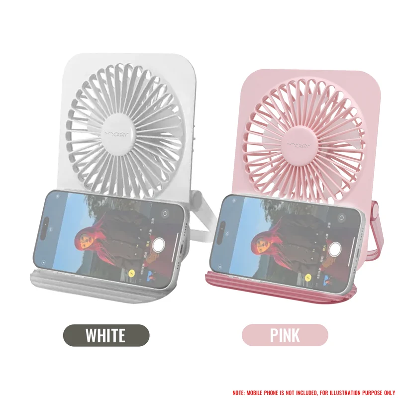 Vyvylabs D11 Mini Foldable Desktop Fan (White, Pink) (VKD11-WH, VKD11-PK)