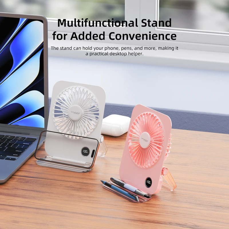 Vyvylabs D11 Mini Foldable Desktop Fan (White, Pink) (VKD11-WH, VKD11-PK)