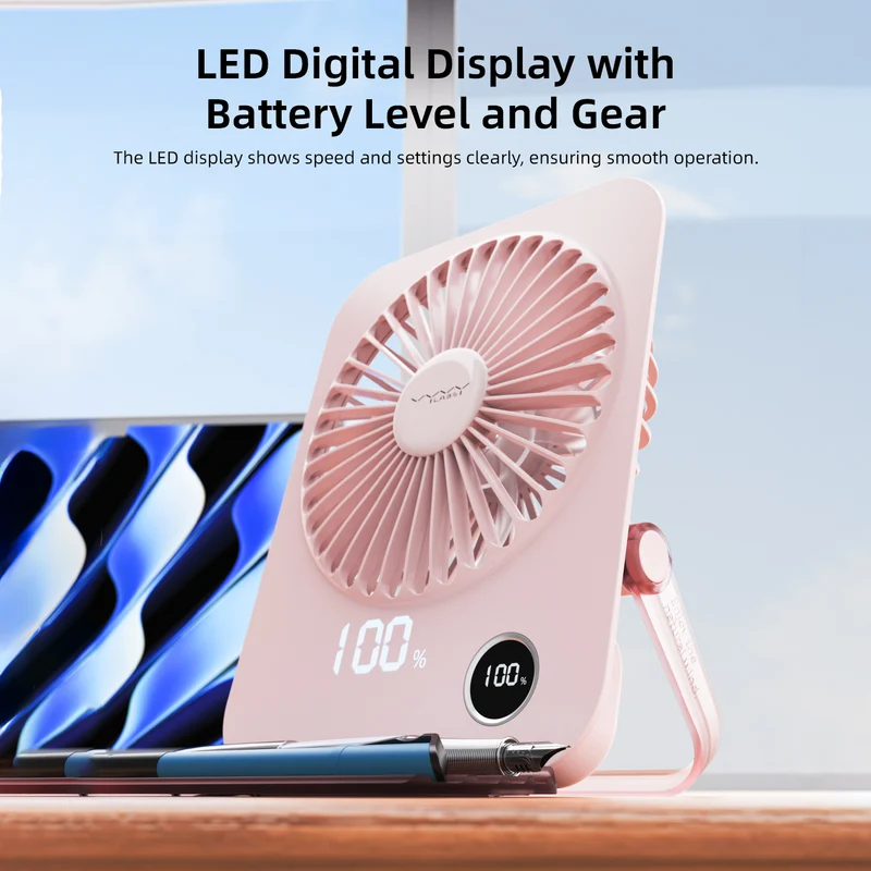 Vyvylabs D11 Mini Foldable Desktop Fan (White, Pink) (VKD11-WH, VKD11-PK)