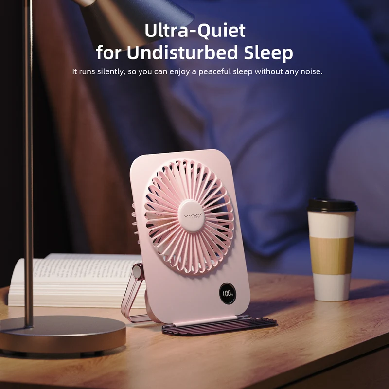 Vyvylabs D11 Mini Foldable Desktop Fan (White, Pink) (VKD11-WH, VKD11-PK)