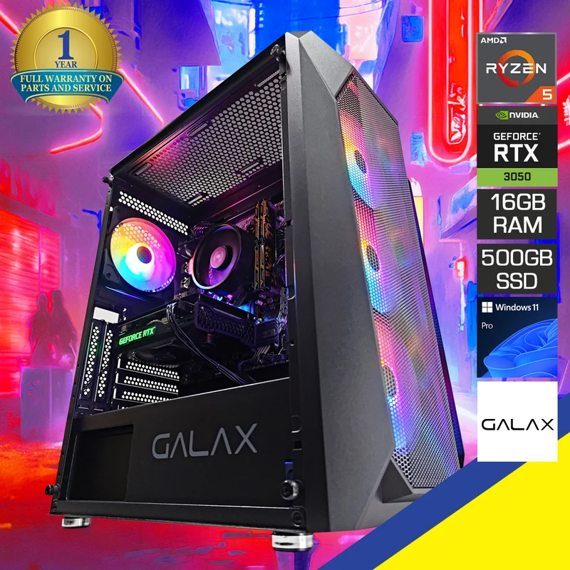 Alpha Revolution 5 Black Desktop Gaming PC | AMD Ryzen 5 5500 | 16GB RAM | 500GB SSD | RTX 3050 | Windows 11 Pro
