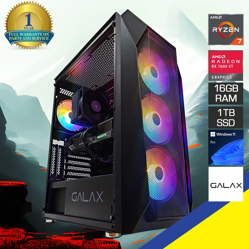 Sigma Revolution 5 Black Desktop Gaming PC | AMD Ryzen 7 5700G | 16GB RAM | 1TB SSD | RX 7600 XT | Windows 11 Pro