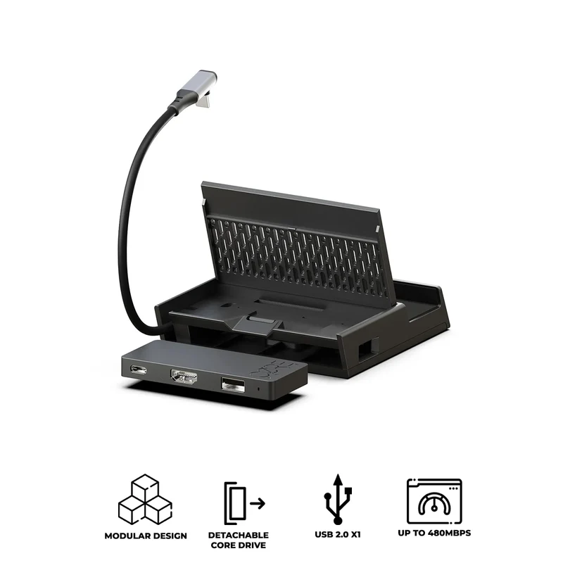 Skull & Co. OneDock for Steam Deck / ROG Ally / ROG Xbox Ally / Nintendo Switch / Nintendo Switch 2 / Laptop / Other Gaming Handheld (ODK-BK)