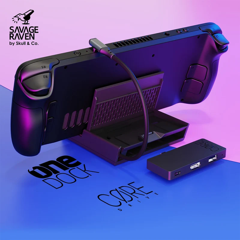 Skull & Co. OneDock for Steam Deck / ROG Ally / ROG Xbox Ally / Nintendo Switch / Nintendo Switch 2 / Laptop / Other Gaming Handheld (ODK-BK)