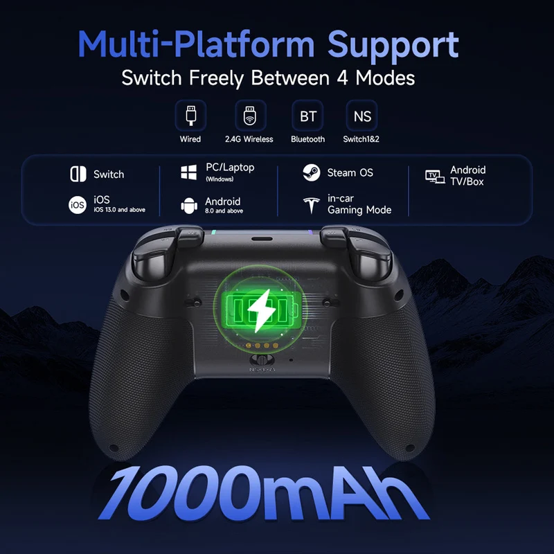 EasySMX X05Pro Multiplatform Wireless Gaming Controller for Nintendo Switch/PC/iOS/Android (Black, White, Aurora Purple)