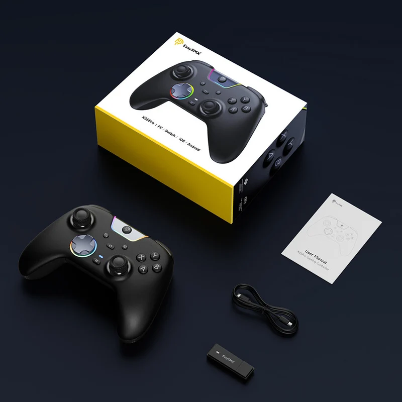 EasySMX X05Pro Multiplatform Wireless Gaming Controller for Nintendo Switch/PC/iOS/Android (Black, White, Aurora Purple)