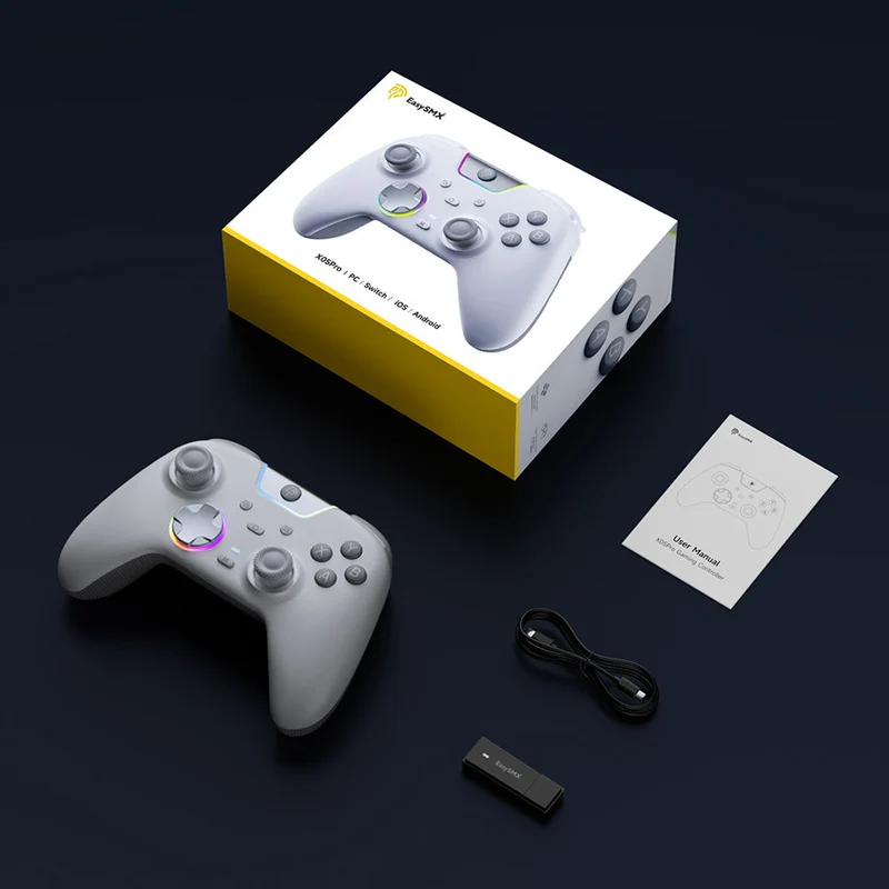 EasySMX X05Pro Multiplatform Wireless Gaming Controller for Nintendo Switch/PC/iOS/Android (Black, White, Aurora Purple)