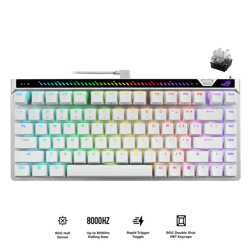 ASUS M705 ROG Falchion Ace 75HE 75% Wired Analog Gaming Keyboard (ROG HFX V2 Magnetic Switch, ROG HFX V2X Magnetic Switch) (White)