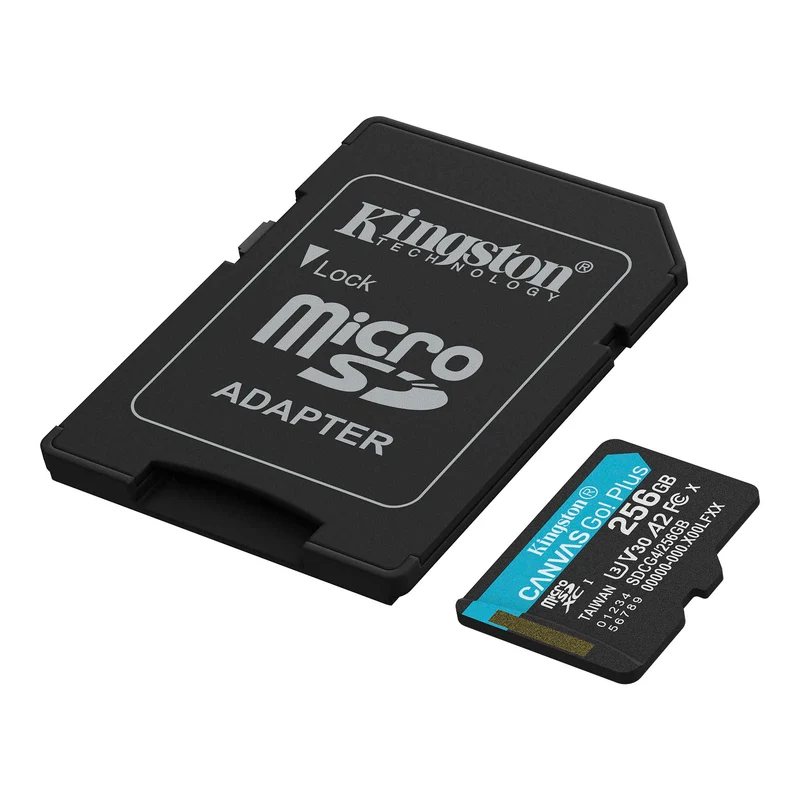 Kingston Canvas Go! Plus C10 UHS-I U3 V30 A2 200MB/s Read microSD Memory Card with SD Adapter (128GB, 256GB, 512GB, 1TB)