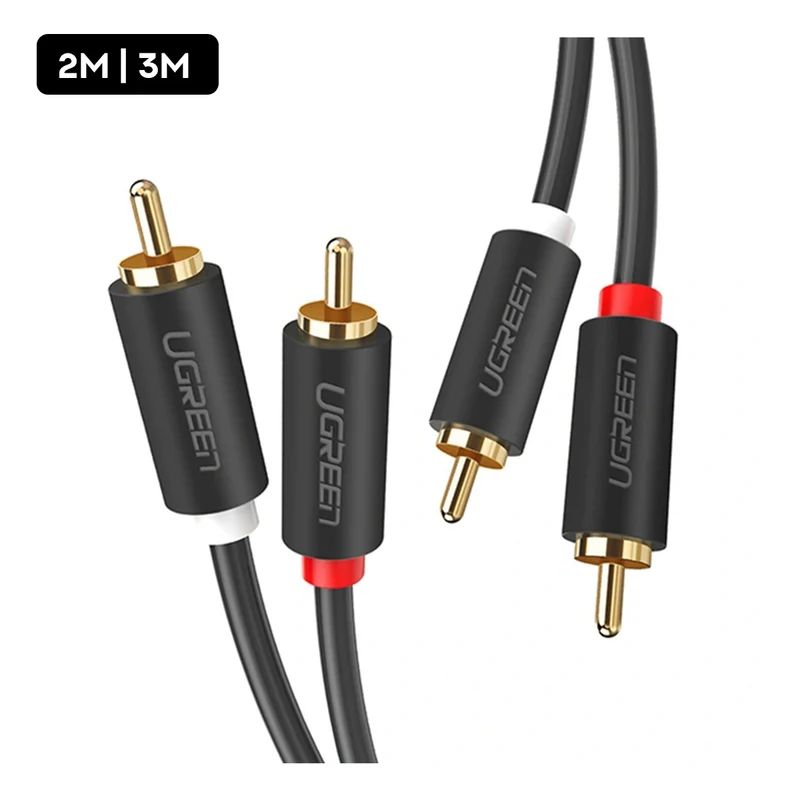 Ugreen 2 RCA Male to 2 RCA Male Audio Cable - (Black) (2m, 3m)