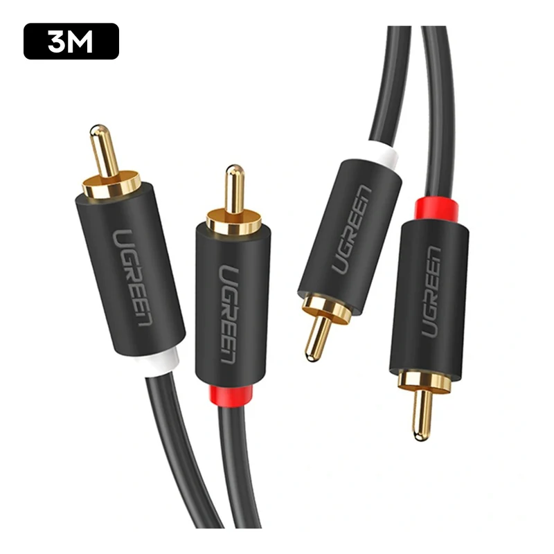 Ugreen 2 RCA Male to 2 RCA Male Audio Cable - (Black) (2m, 3m)