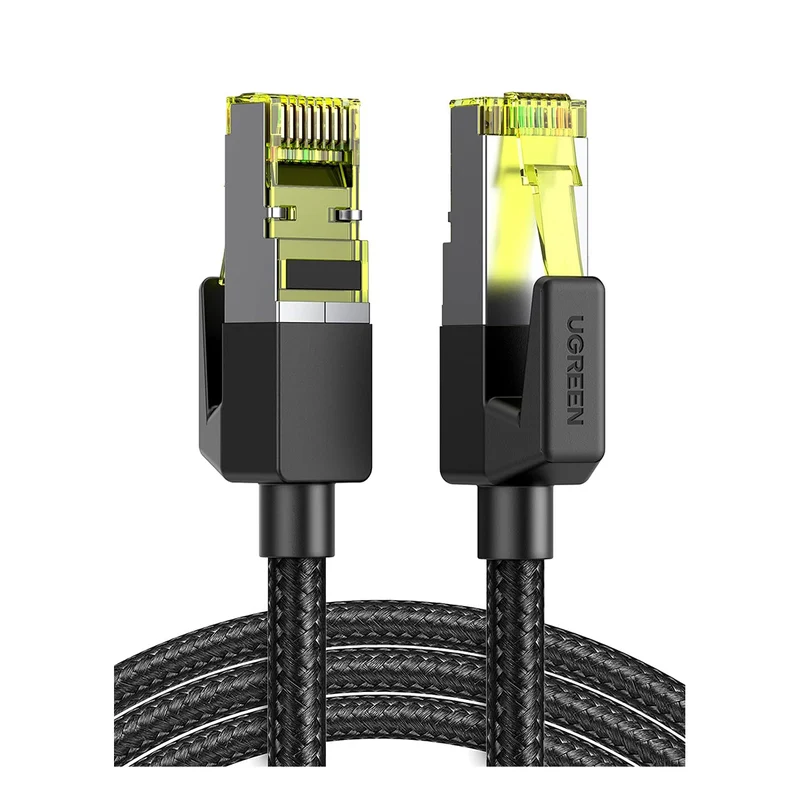 Ugreen Cat7 F/FTP Round Ethernet Braided Pure Copper Cable - (Black) (0.5m, 1m, 2m, 3m, 10m)