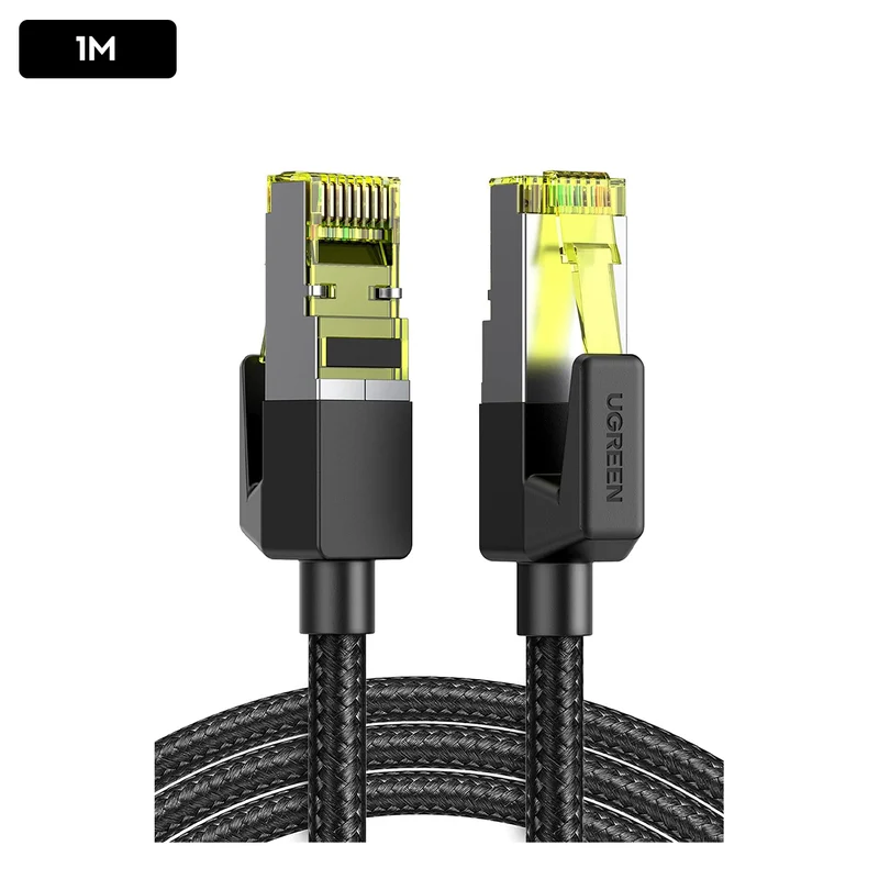 Ugreen Cat7 F/FTP Round Ethernet Braided Pure Copper Cable - (Black) (0.5m, 1m, 2m, 3m, 10m)