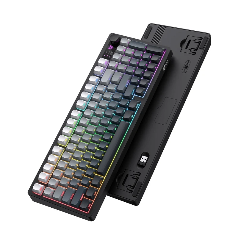 Onikuma MT902 Tri-Mode RGB 95 Keys Membrane Keyboard with Rotation Control (Black Gradient)