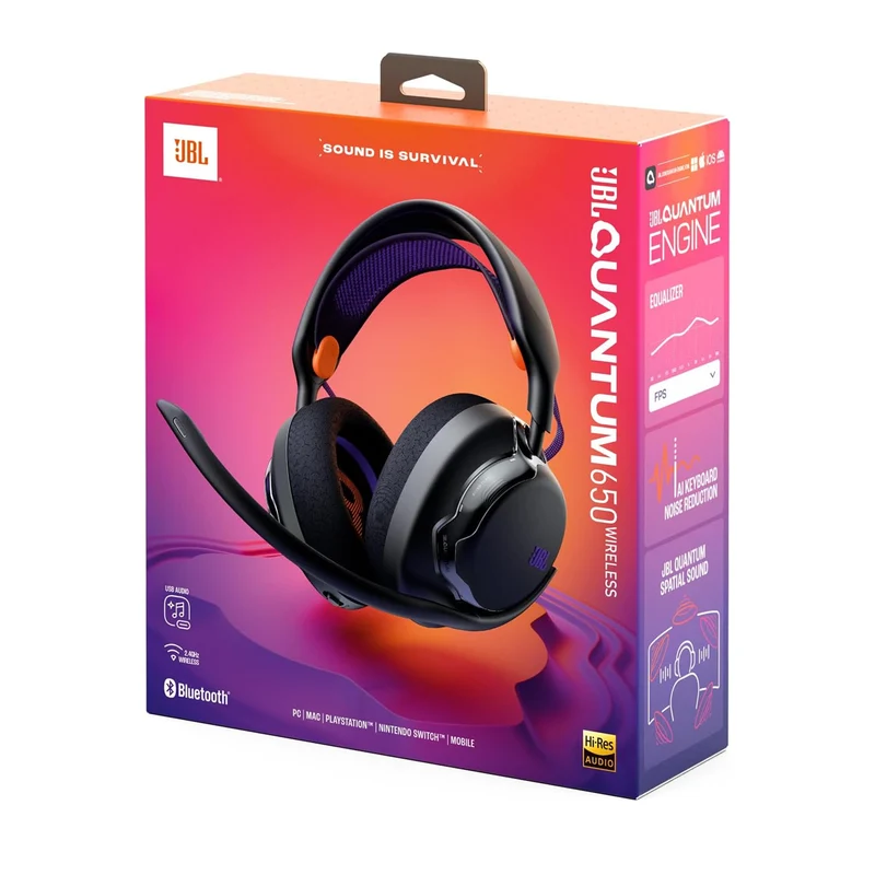 JBL Quantum 650 Wireless Multi-platform Gaming Headset (Black, Purple, Teal, White)