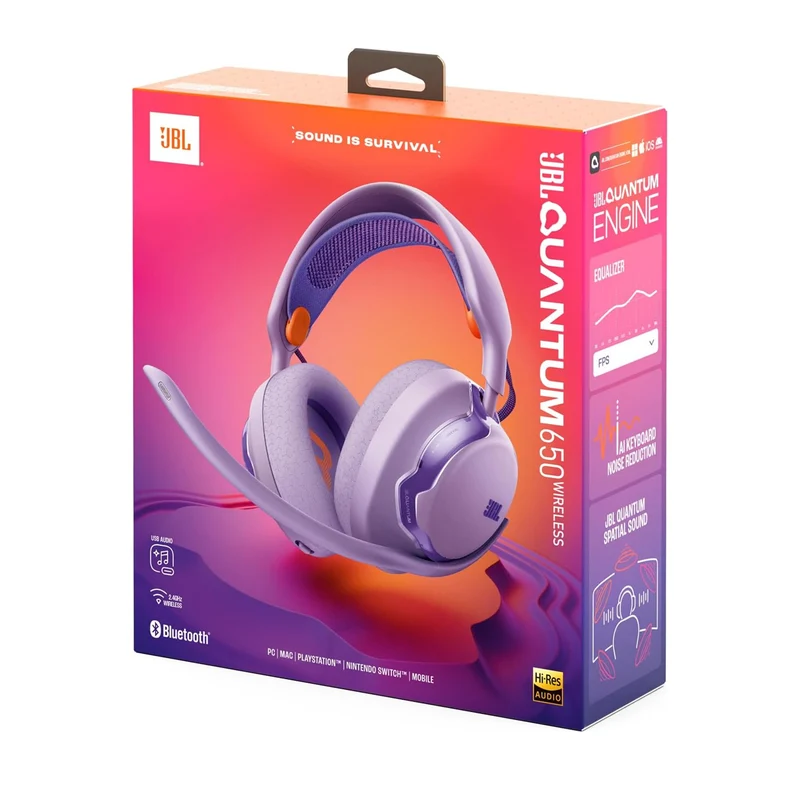 JBL Quantum 650 Wireless Multi-platform Gaming Headset (Black, Purple, Teal, White)
