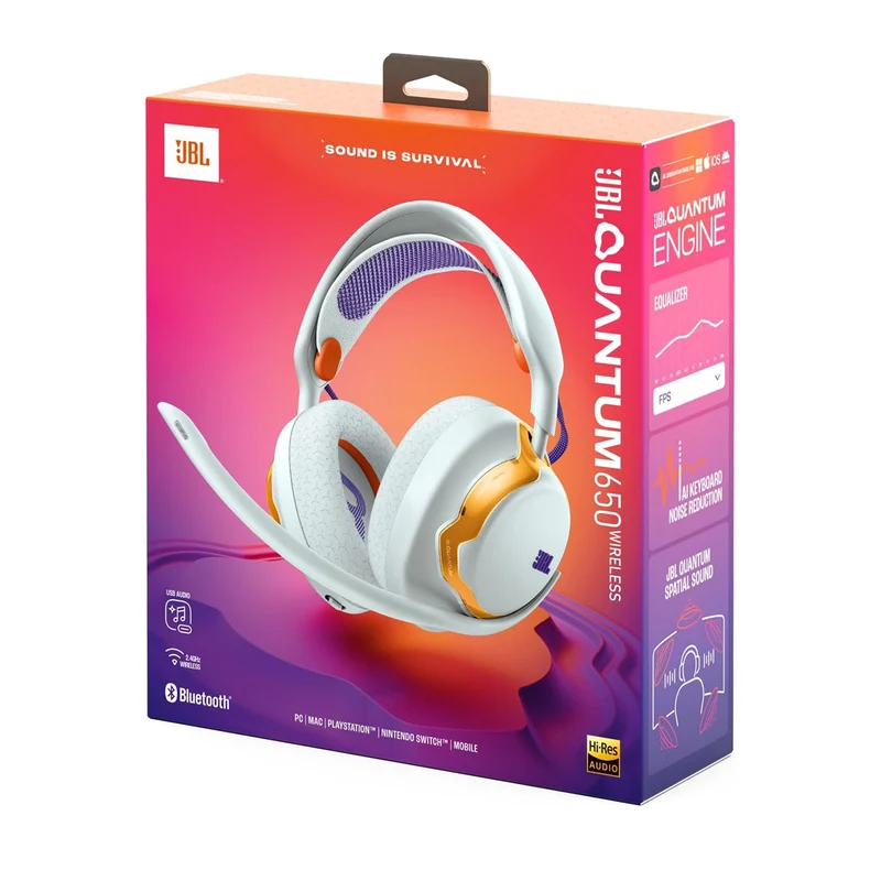JBL Quantum 650 Wireless Multi-platform Gaming Headset (Black, Purple, Teal, White)