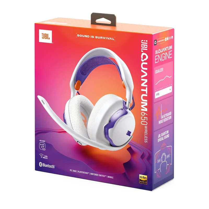 JBL Quantum 650 Wireless Multi-platform Gaming Headset (Black, Purple, Teal, White)