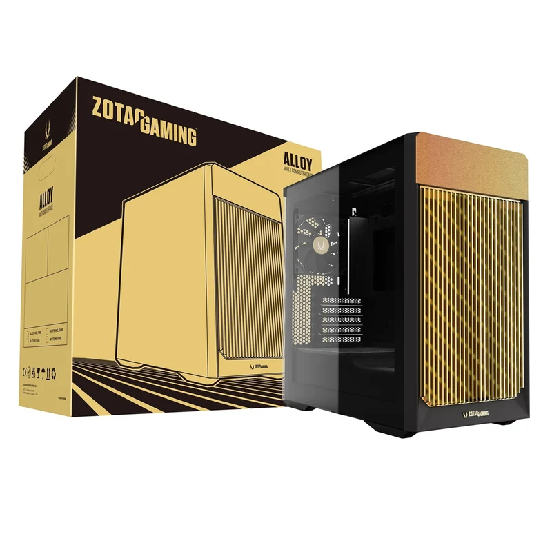 ZOTAC Alloy MATX Gaming PC Case (ZC-MAB3F-01) (Black/Gold, White/Silver)