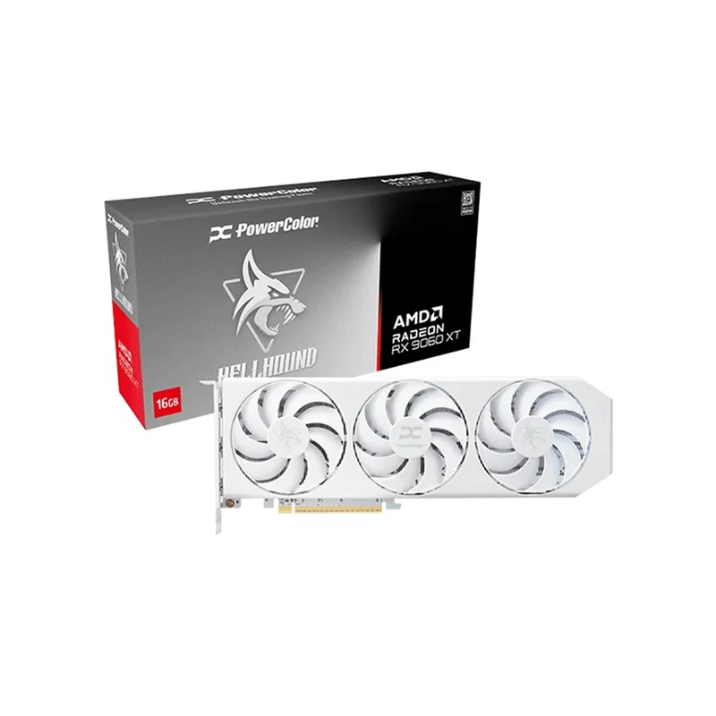 PowerColor Hellhound AMD Radeon RX 9060 XT 16GB GDDR6 Graphics Card (Spectral White) (RX9060XT 16G-L/OC/WHITE)