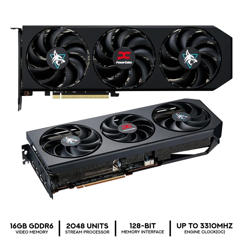 PowerColor Hellhound AMD Radeon RX 9060 XT 16GB GDDR6 Graphics Card (RX9060XT 16G-L/OC)