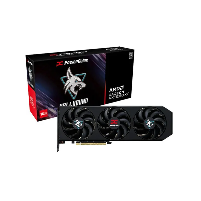 PowerColor Hellhound AMD Radeon RX 9060 XT 16GB GDDR6 Graphics Card (RX9060XT 16G-L/OC)