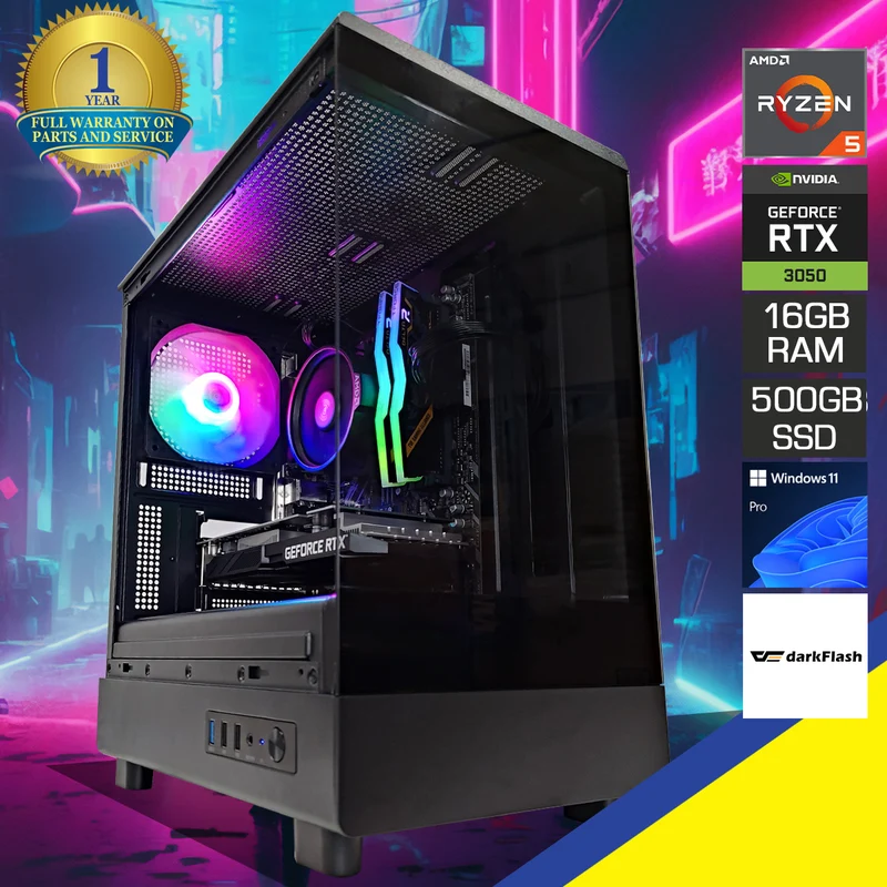Alpha DB330M Black Desktop Gaming PC | AMD Ryzen 5 5500 | 16GB RAM | 500GB SSD | RTX 3050 | Windows 11 Pro