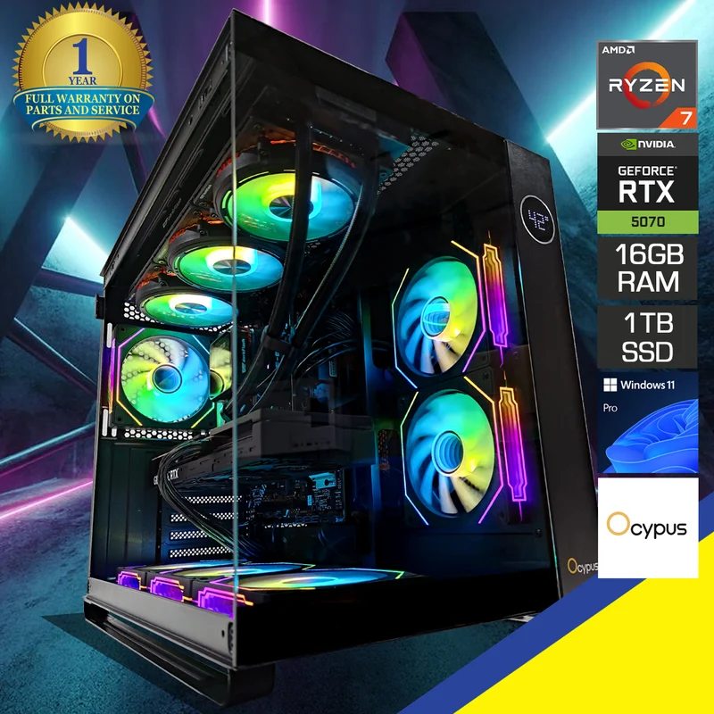 Optima C70 Iota Desktop Gaming PC | AMD Ryzen 7 9700X | 16GB RAM | 1TB SSD | RTX 5070 | Windows 11 Pro