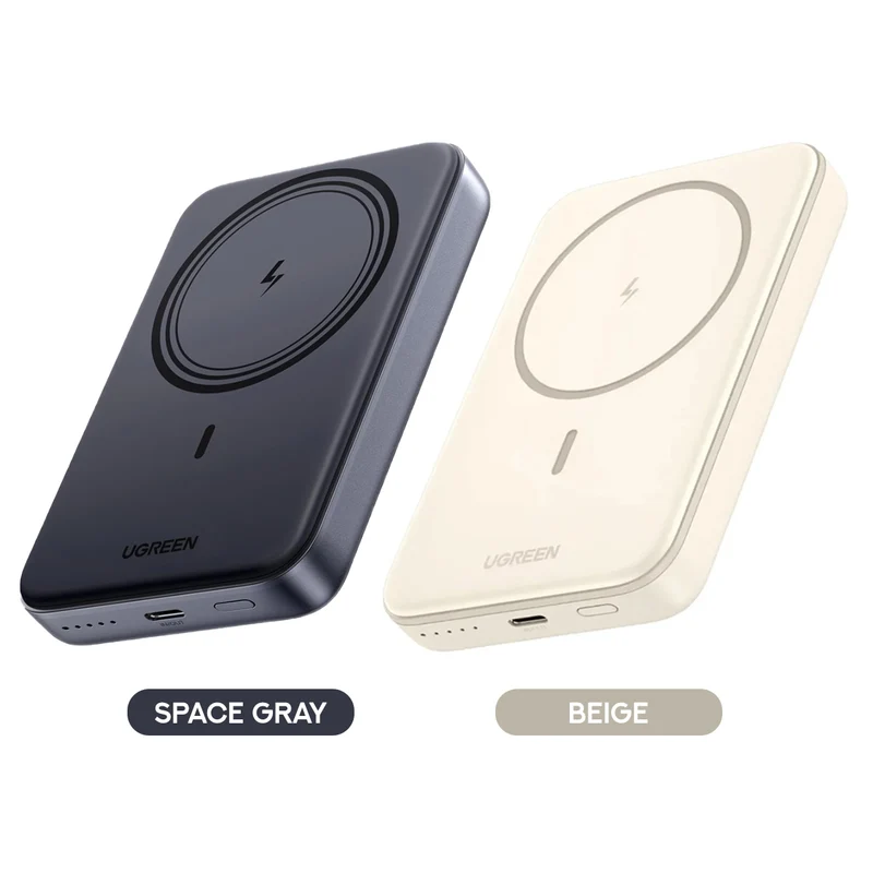 Ugreen 10000mAh Mini Magnetic Wireless 20W Power Bank (Space Gray, Beige)