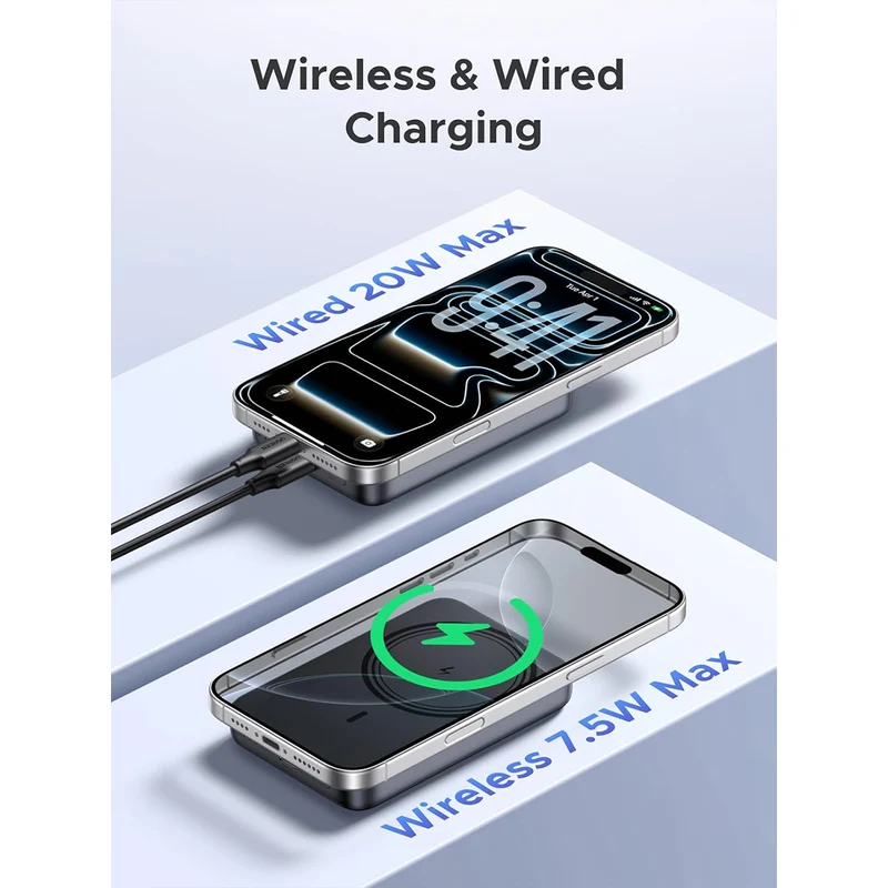 Ugreen 10000mAh Mini Magnetic Wireless 20W Power Bank (Space Gray, Beige)