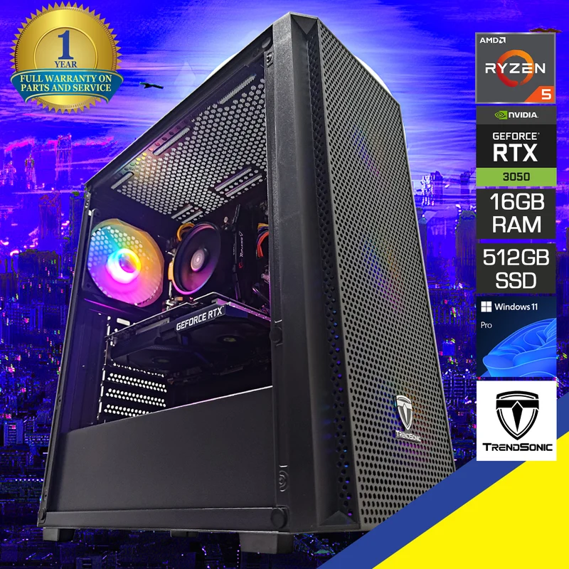 Alpha Breeze Black Desktop Gaming PC | AMD Ryzen 5 5600GT | 16GB RAM | 512GB SSD | RTX 3050 | Windows 11 Pro