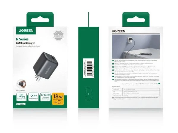 Ugreen N Series 18W USB-A GaN Fast Charger (Space Grey) (X518/75953)